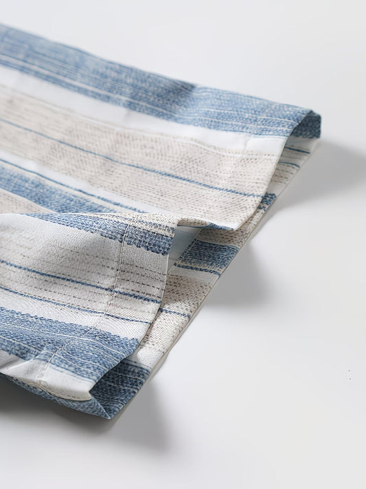 Shirtrix Premium Striped Half Sleeve Casual Shirt for Men Blue White Stylish Breathable Summer Shirt XS to 6XL