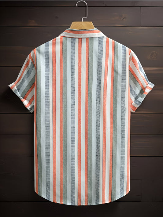 Shirtrix Premium Striped Half Sleeve Casual Shirt for Men Multicolor Stylish Breathable Summer Shirt XS to 6XL