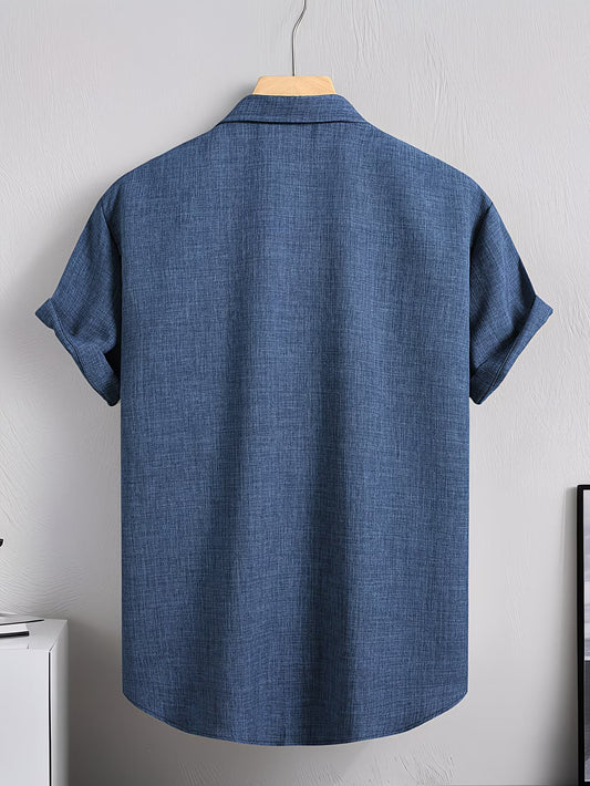 Shirtrix Premium Solid Textured Half Sleeve Casual Shirt for Men Blue Stylish Breathable Summer Shirt XS to 6XL