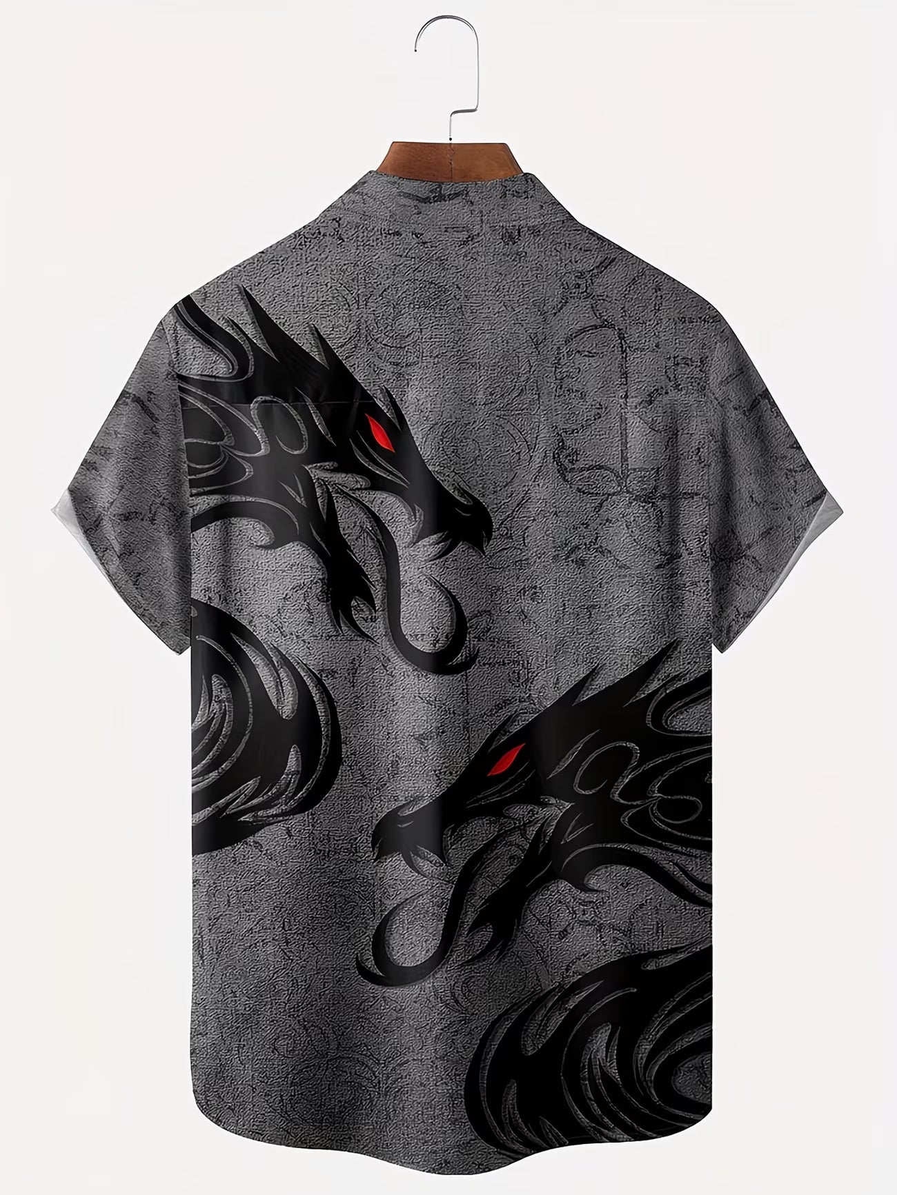 Shirtrix Premium Dragon Print Half Sleeve Casual Shirt for Men Grey Black Stylish Graphic Breathable Summer Shirt XS to 6XL