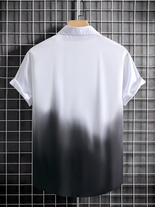 Shirtrix Premium Ombre Gradient Half Sleeve Casual Shirt for Men White Black Stylish Breathable Summer Shirt XS to 6XL