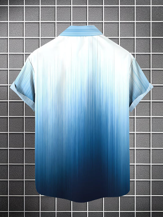 Shirtrix Premium Blue Ombre Gradient Half Sleeve Casual Shirt for Men Stylish Summer Shirt XS to 6XL